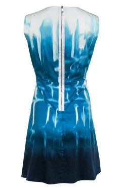 Elie Tahari - Blue Ombre Swirl Printed A-Line Dress Sz 10