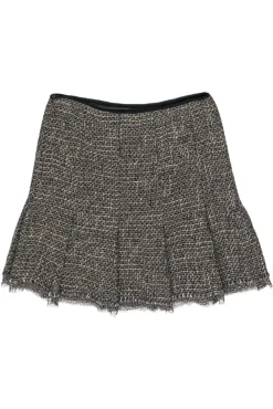 Elie Tahari - Brown Tweed Pleated Skirt Sz 12