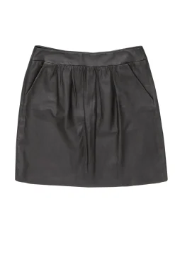Elie Tahari - Dark Brown Leather Flare Skirt Sz 10