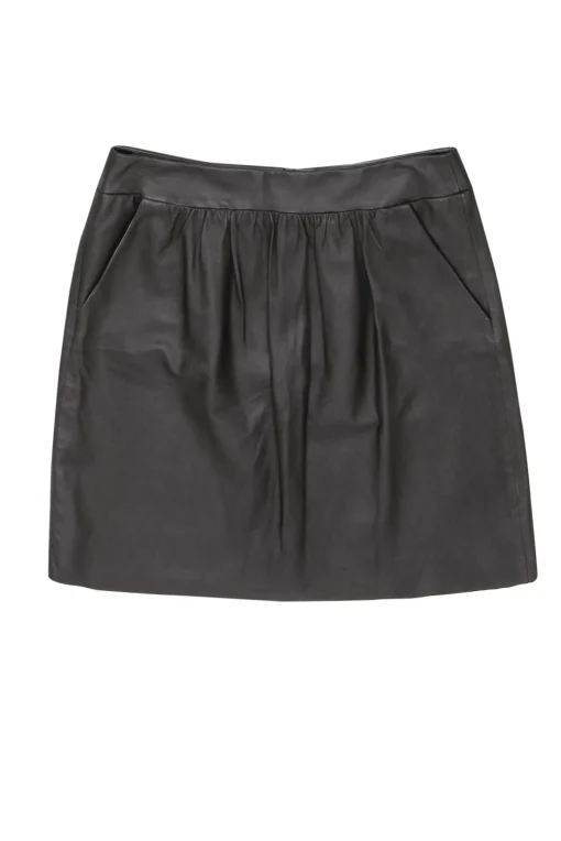 Elie Tahari - Dark Brown Leather Flare Skirt Sz 10