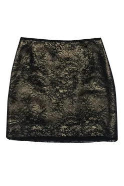 Elie Tahari - Gold & Black Lace Skirt Sz 4