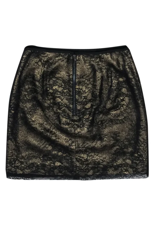 Elie Tahari - Gold & Black Lace Skirt Sz 4