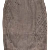 Elie Tahari - Grey Suede Pencil Skirt w/ Stitched Trim Sz M
