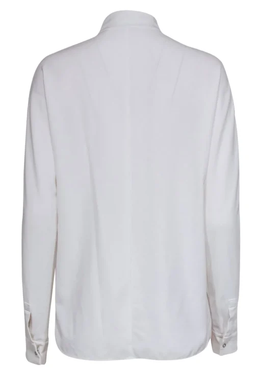 Elie Tahari - Ivory Crepe Snap-Up Blouse Sz S