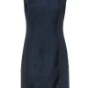 Elie Tahari - Navy & Black Textured Front Sheath Dress Sz 8