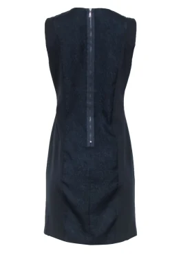 Elie Tahari - Navy & Black Textured Front Sheath Dress Sz 8