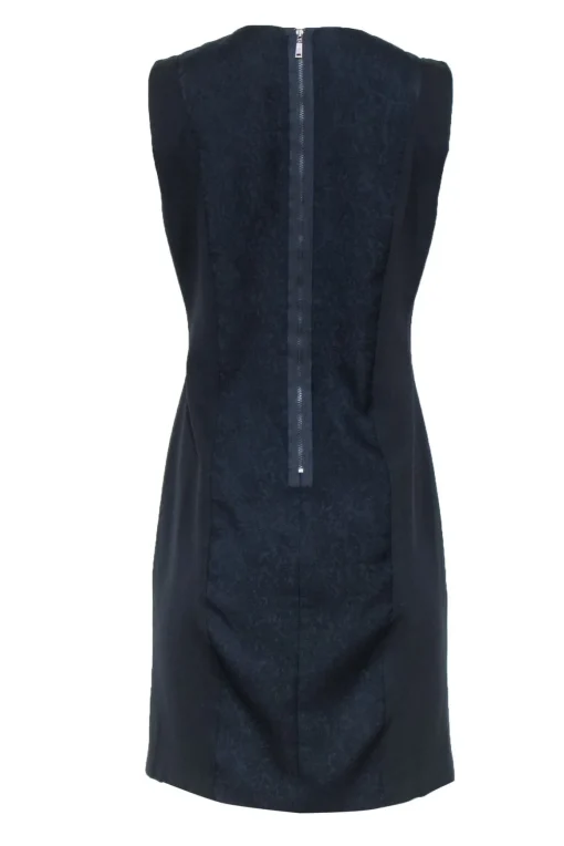 Elie Tahari - Navy & Black Textured Front Sheath Dress Sz 8