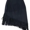 Elie Tahari - Navy Lamb Leather Fringe Skirt Sz 6