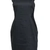 Elie Tahari - Navy Sleeveless Sheath Dress w/ Black Patchwork & Eyelet Trim Sz 8