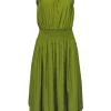 Elie Tahari - Pea Green Sleeveless Satin Midi Dress Sz S