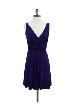 Elie Tahari - Purple Sleeveless V-Neck Jersey Dress Sz S
