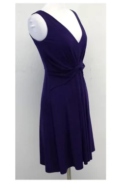 Elie Tahari - Purple Sleeveless V-Neck Jersey Dress Sz S