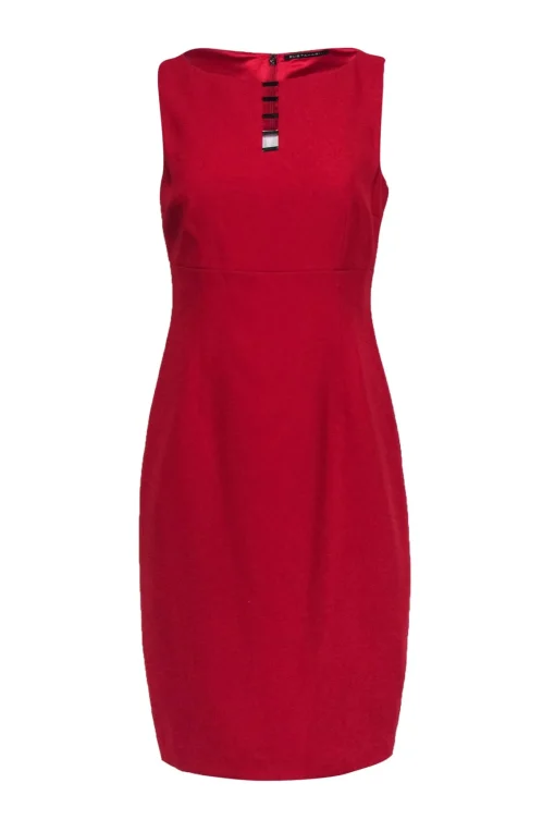 Elie Tahari - Red Sleeveless Sheath Dress Sz 6