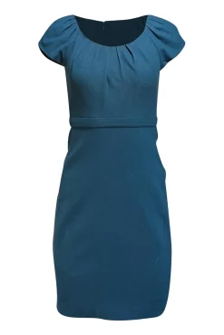 Elie Tahari - Teal Wool Cap Sleeve Sheath Dress Sz 0