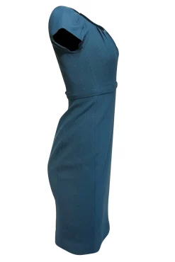 Elie Tahari - Teal Wool Cap Sleeve Sheath Dress Sz 0