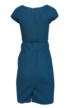 Elie Tahari - Teal Wool Cap Sleeve Sheath Dress Sz 0