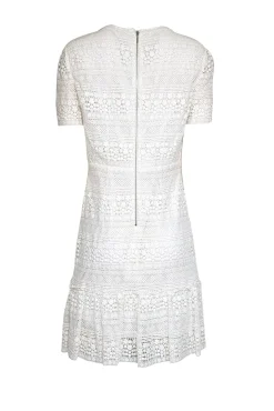 Elie Tahari - White Eyelet Lace Short Sleeve Dress Sz 12