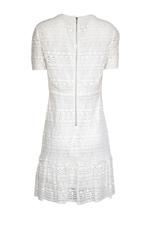Elie Tahari - White Eyelet Lace Short Sleeve Dress Sz 12