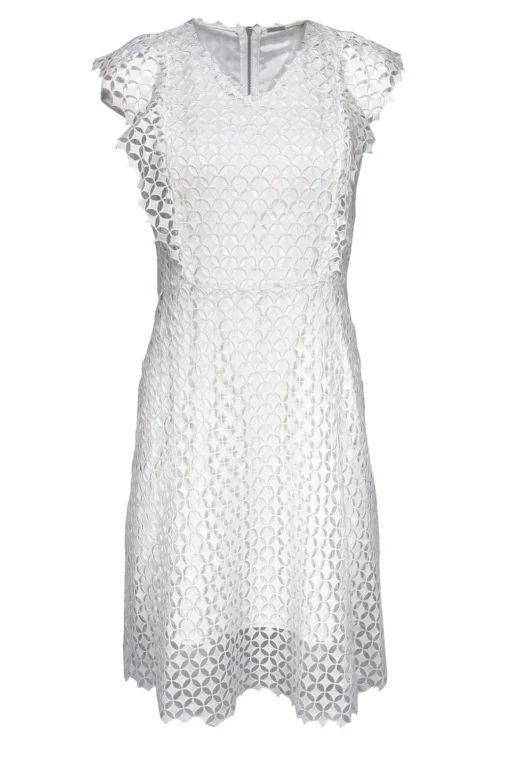 Elie Tahari - White Laser Cut Dress Sz 4