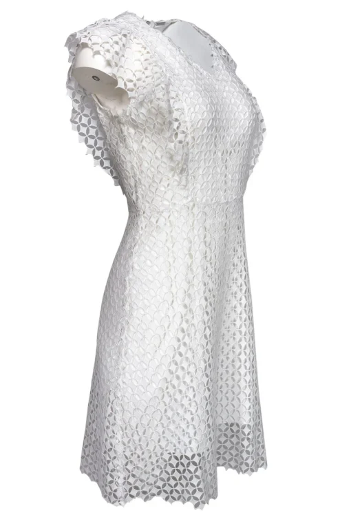 Elie Tahari - White Laser Cut Dress Sz 4