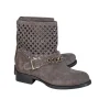 Elisabetta Franchi - Grey Suede Laser Cut Detail Short Boots Sz 8