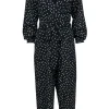 Eliza J - Black & White Polka Dot Wide Leg Belted Jumpsuit Sz 10