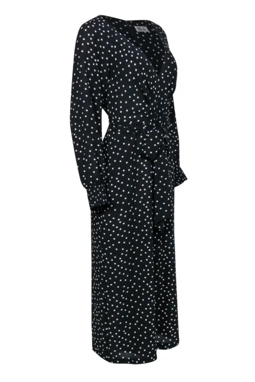 Eliza J - Black & White Polka Dot Wide Leg Belted Jumpsuit Sz 10