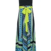 Eliza J - Black Sleeveless Bodice w/ Blue & Green Print Bottom Maxi Dress Sz 2P