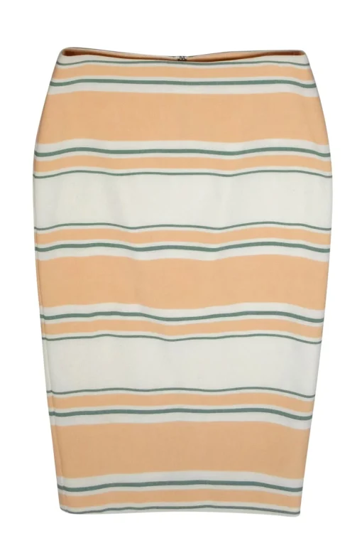 Elizabeth & James - Peach, Green & White Striped Pencil Skirt Sz 4