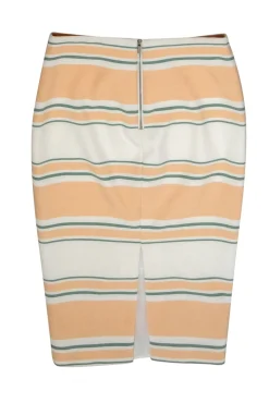 Elizabeth & James - Peach, Green & White Striped Pencil Skirt Sz 4