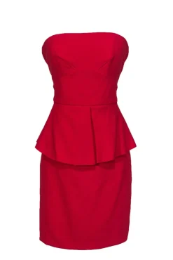 Elizabeth & James - Red Strapless Peplum Bodycon Sz 2