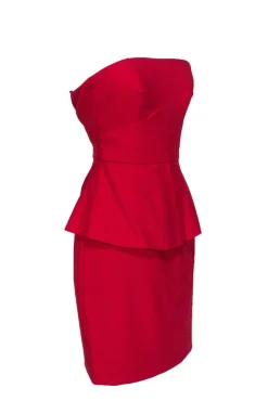 Elizabeth & James - Red Strapless Peplum Bodycon Sz 2