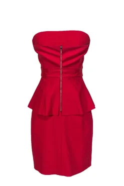 Elizabeth & James - Red Strapless Peplum Bodycon Sz 2