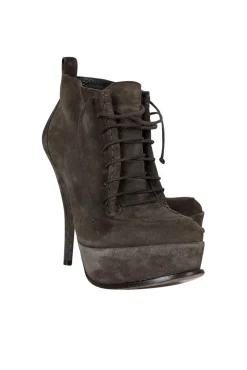 Elizabeth & James - Taupe Suede Lace-Up Booties Sz 5.5