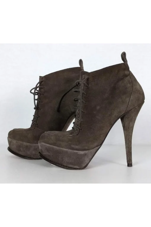 Elizabeth & James - Taupe Suede Lace-Up Booties Sz 5.5