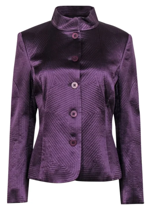 Ellen Tracy - Dark Purple Silk Embroidered Jacket Sz 10
