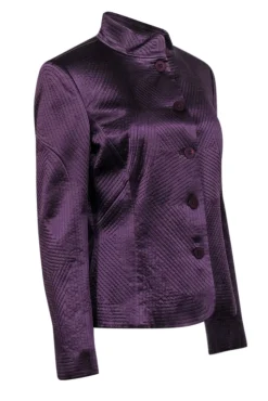 Ellen Tracy - Dark Purple Silk Embroidered Jacket Sz 10