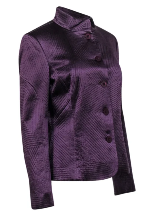 Ellen Tracy - Dark Purple Silk Embroidered Jacket Sz 10