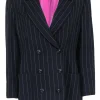 Emanuel Ungaro - Black Double Breasted Blazer w/ Pink Pinstripes Sz 12