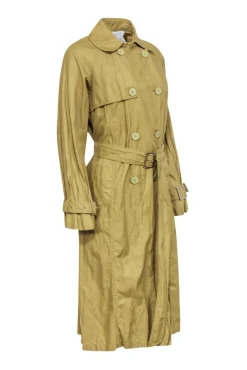 Emanuel Ungaro - Green Lightweight Trench Coat w/ Removable Belt Size 10