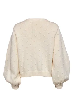 Emerson Fry - Ivory Cotton Puff Sleeve Textured Dot Cardigan Sz S