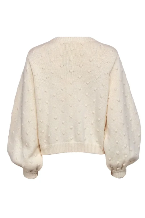 Emerson Fry - Ivory Cotton Puff Sleeve Textured Dot Cardigan Sz S