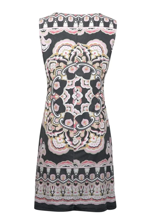 Emilio Pucci - Grey, Pink, & White Print Sleeveless Shift Dress Sz 6