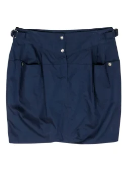 Emilio Pucci - Navy Blue Mini Skirt w/ Buckle Detail Sz 10