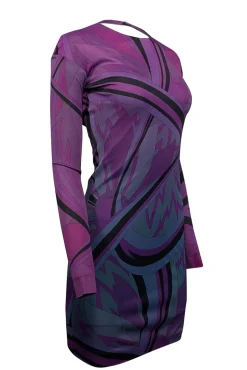 Emilio Pucci - Purple & Black Print Open Back Long Sleeve Dress Sz 4