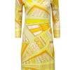 Emilio Pucci - Yellow Psychedelia Print Silk Dress Sz 8