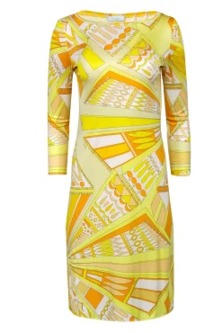 Emilio Pucci - Yellow Psychedelia Print Silk Dress Sz 8