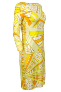 Emilio Pucci - Yellow Psychedelia Print Silk Dress Sz 8