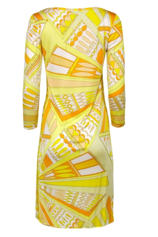 Emilio Pucci - Yellow Psychedelia Print Silk Dress Sz 8