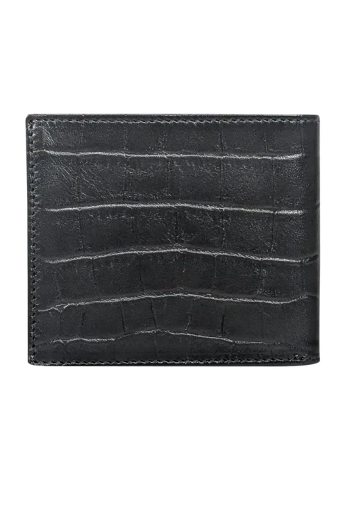 Emporio Armani - Black Croc Embossed Leather Wallet